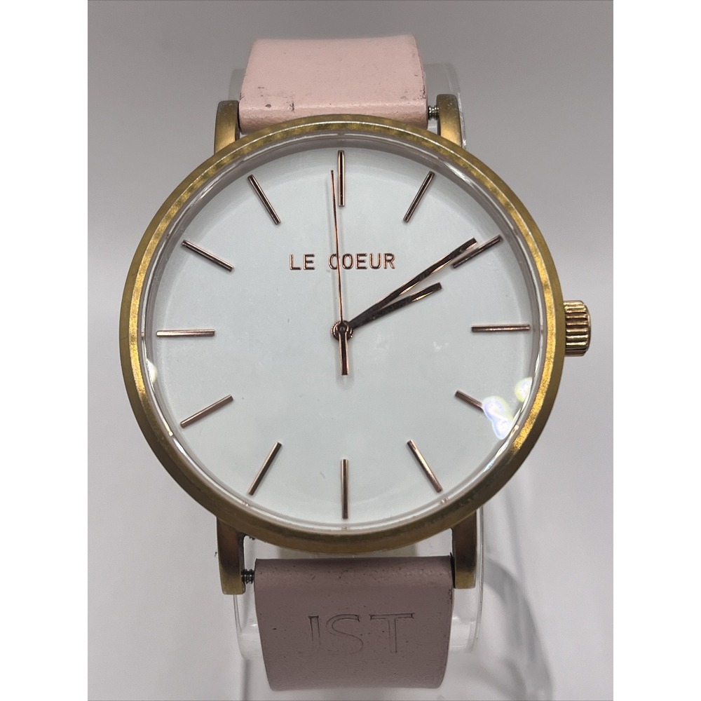 Le Coeur Women's Quartz Watch Rose Gold Case Leather Band- New Battery